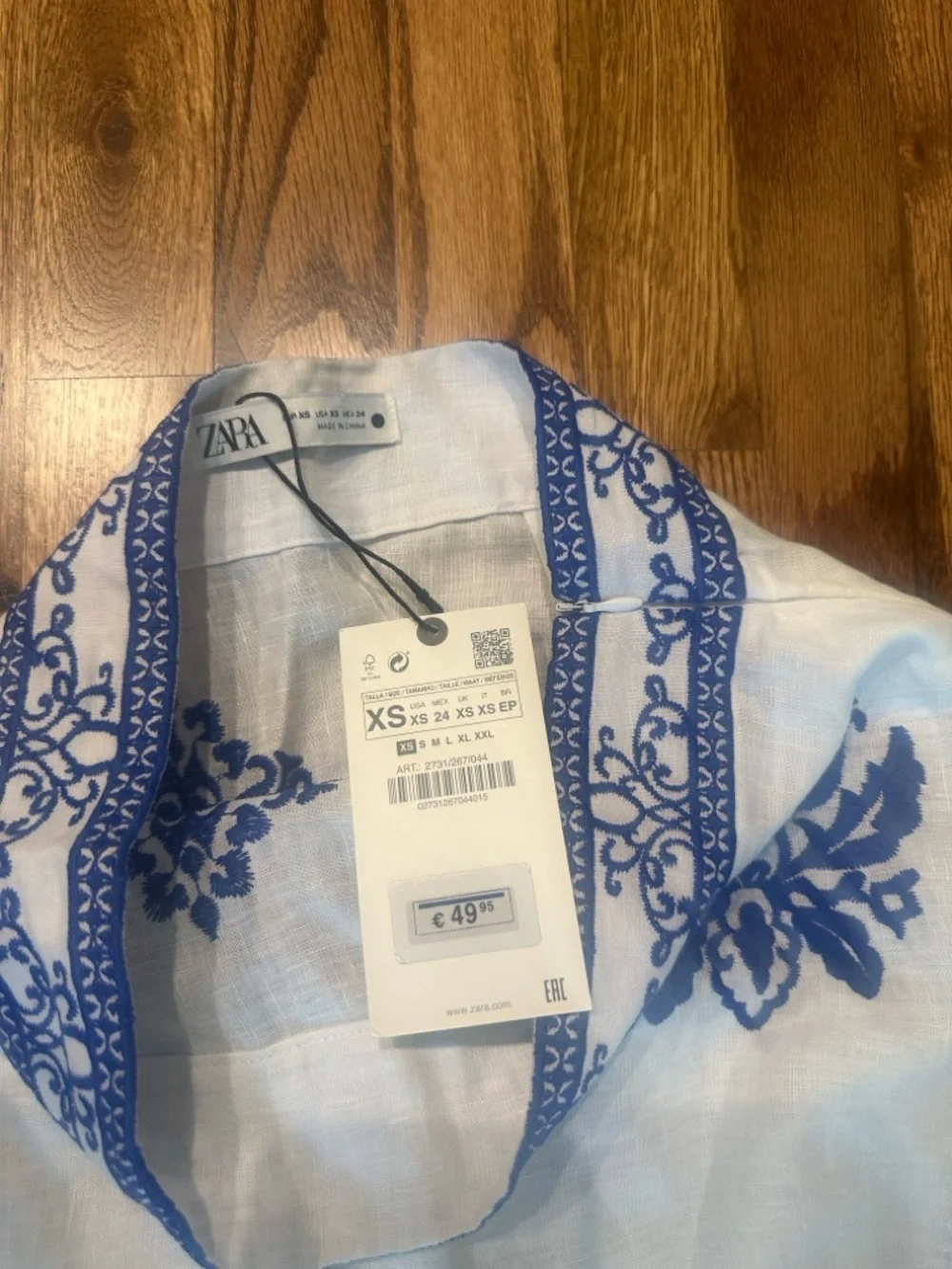 NWT - ZARA White & Blue Floral Print Tiered Maxi Skirt Size XS - Picture 5 of 6